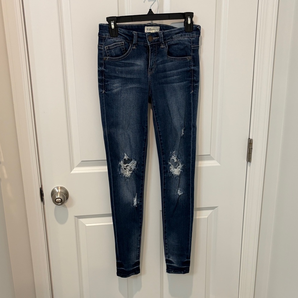 Jolt Dark Blue Distressed Skinny Jeans